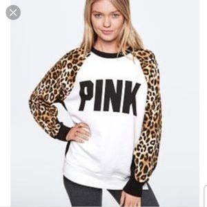Pink VS leopard legging crew